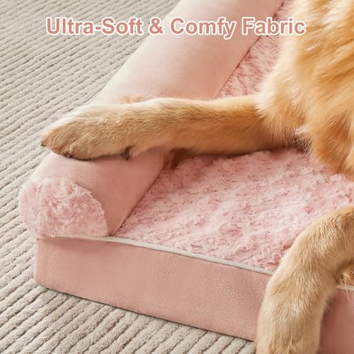 Orthopedic Washable XXL Dog Bed for Senior Dog Cozy Sleep (54"l x 36"w x 7"th / Pink)