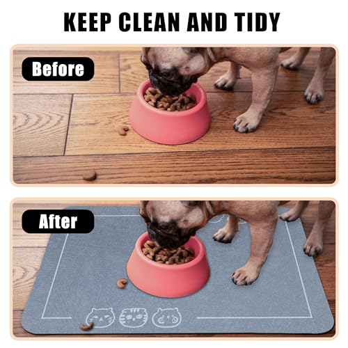 Cat Pet Food Mat (Navy Blue / 24"L x 16.9"W)