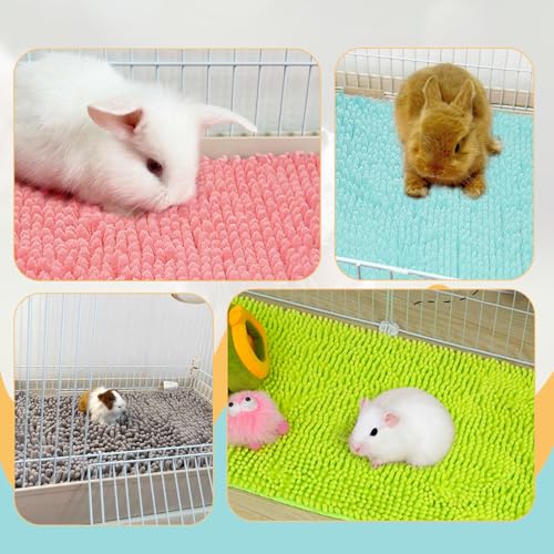 8 Pcs Guinea Pig Liner Washable Rabbit Cage Liner 16x12 Inch Guinea Pig Fleece Mats Reusable Bedding Pee Pads for Small Animals (Gray, Green, Pink, Blue)