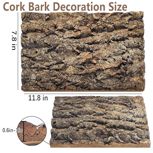 2PCS 11.8"x7.8" Natural Thickened Reptile Cork Bark Terrarium Background (2PCS - S：11.8" x 7.8")