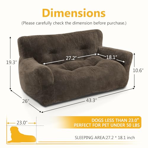 43.4" Dog Couch for Small Medium Breed Pet Sofa Bed PS581 Mocha (Mocha)