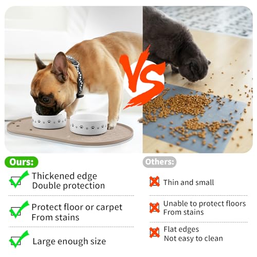 Dog Food Mat Spill (Taupe / 19"L x 12"W)