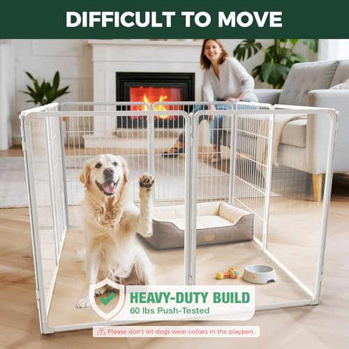 AuraSpace Pro Acrylic & Wire Mesh Indoor Dog Playpen (White / 40"H)