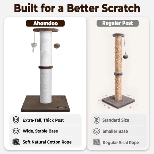 34 Inch Tall Cat Scratching Post for Large Cats (Brown)