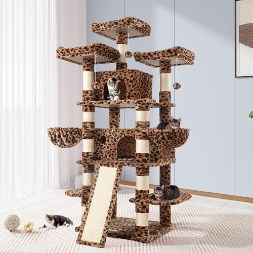68 Inches Cat Tree (68 in / Leopard Print)