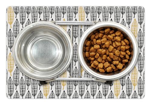 Aztec Pet Mat for Food and Water (Charcoal Yellow)
