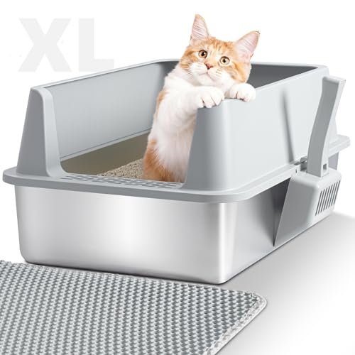 Stainless Steel Litter Box (Large to XL:23"×14.6"×10")