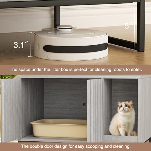 Litter Box Enclosure (Grey / 31.5"L x 20"W x 22"H)