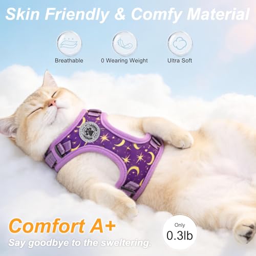 Cat Harness and Leash Set (Star Purple / S (Chest: 11 - 16"))