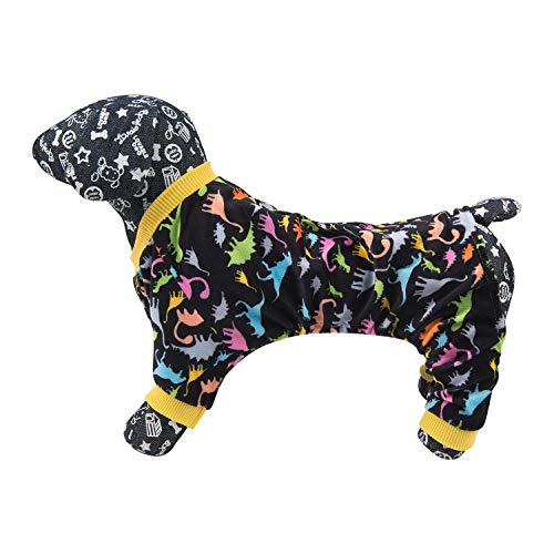 Dog Halloween Pajamas Puppy Onesies Small Dogs Soft Pjs Coat Cat Apparel Comfy Pet Christmas Clothes Outfit Doggie Bodysuit (Medium / Black Dino)