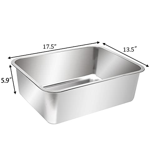 Stainless Steel Cat Litter Box (17.5" L x 13.5" W x 6" H (without Lid))