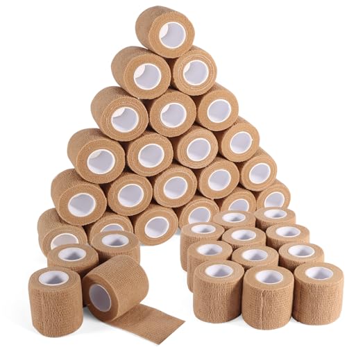 36 Rolls Elastic Self Adhesive Bandage Wrap 2 Inch (2 Inch-36 Count Brown)