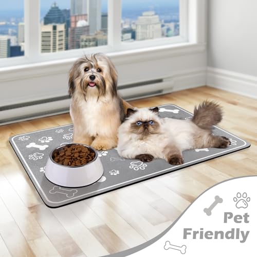 Pet Feeding Mat (29"L x 17"W / Square Grey)