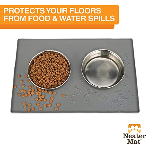 Neater Mat Pet Mats for Food and Water (24"L x 16"W / Gunmetal)