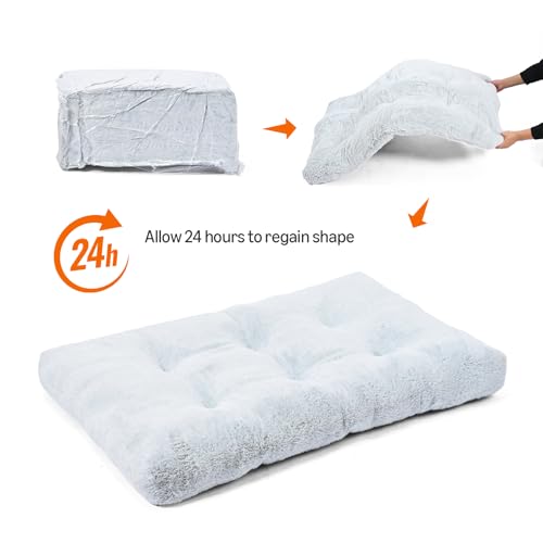 Large Dog Bed for Crate (L-42"×28"×4" / Light Gray)