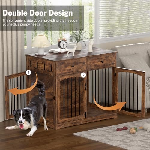 40'' Wooden Dog Crate Furniture (Brown)