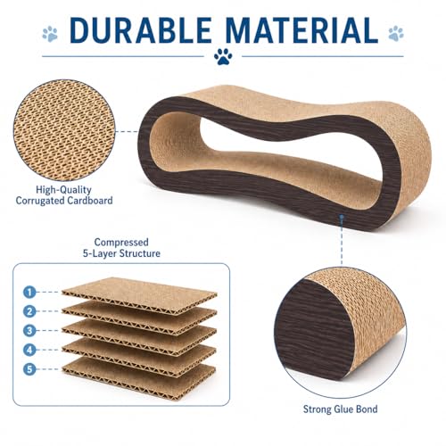 2 in 1 Large Cardboard Cat Scratcher Lounger (2 IN 1 L-Brown)