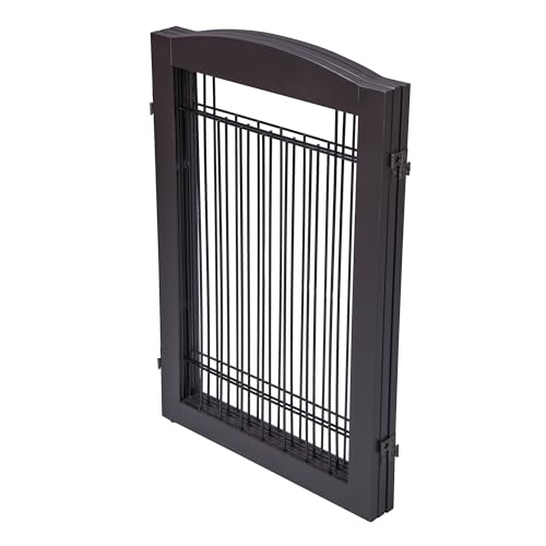 Freestanding Wire Pet Gate for Dogs (Espresso / 【3 Panels】60"W x 30"H)