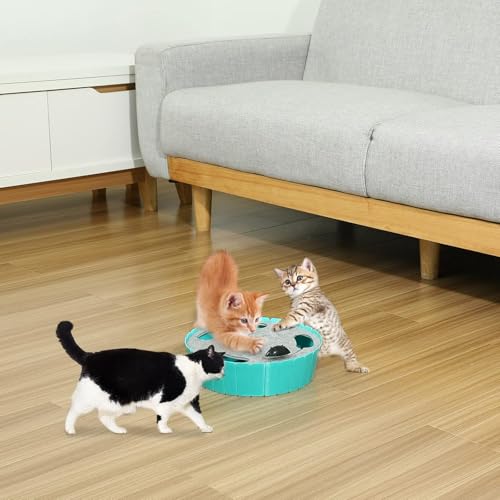 Interactive Cat Toy with Running Mouse (L-Lake Blue)