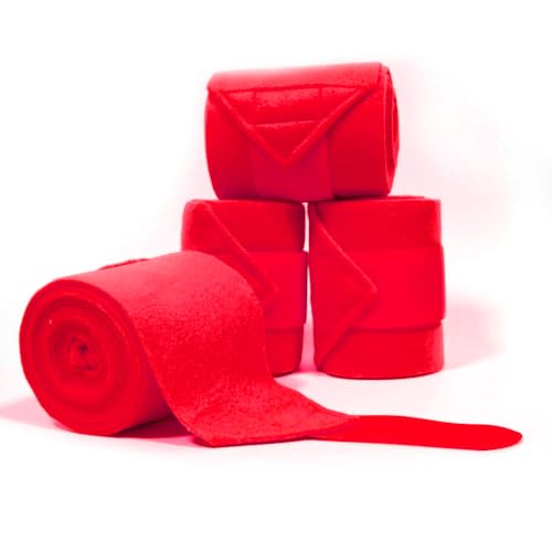 Horse Polo Leg Wraps Soft Fleece Wraps Equestrian Leg Bandage 4 (Red / Full(10ft))