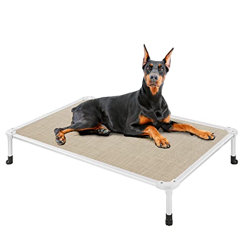 Chew Proof Elevated Dog Bed (Beige Coffee / 49.0"L x 33.0"W x 9.0"Th)