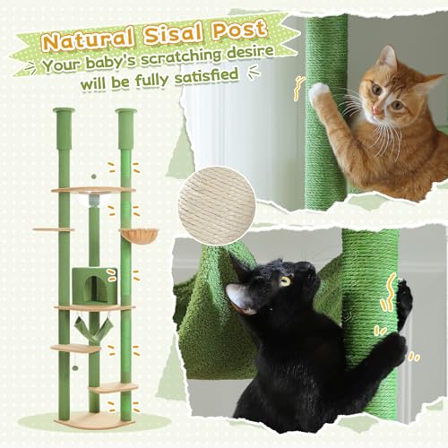 Floor to Ceiling Cat Tree (XXL(93''-101'') / Green)
