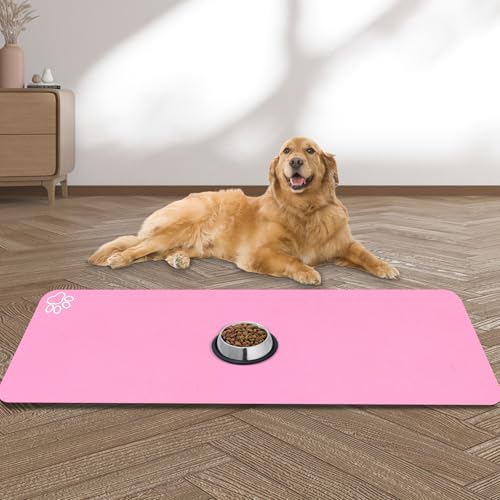 Large Pet Feeding Mat (deep pink / 39.4"L x 31.5"W)