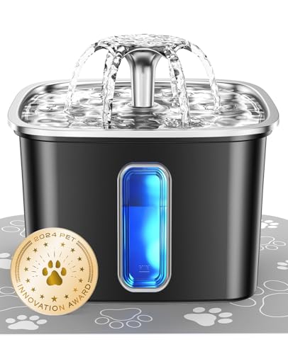 Innovation Award Winner Stainless Steel Cat Water Fountain (Space Black / 108oz (Cats & Small Dogs))