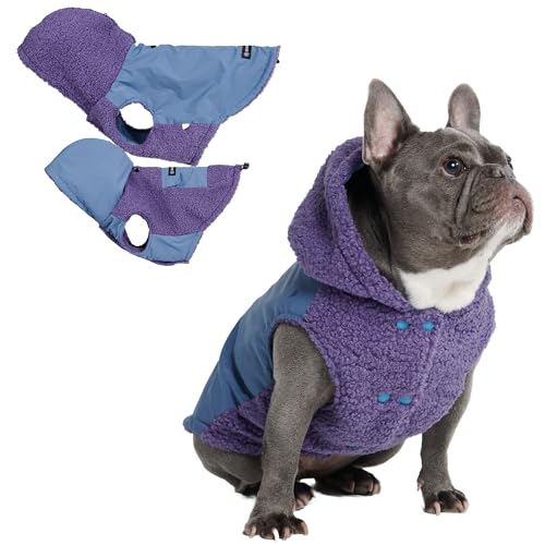 Reversible Dog Hoodie Sweater (Purple and Navy Blue / X-Large)