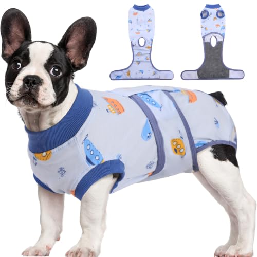 Recovery Suit for Dogs Cats (X-small (Back:8.3-11.4'', Weight:4-7 Lb) / Ocean Dive)