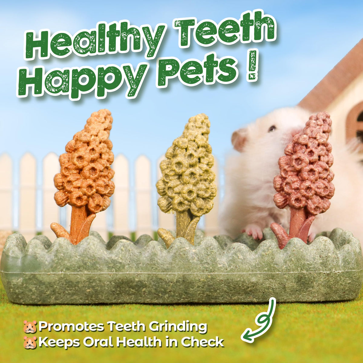 4PCS Guinea Pig Chew Toys (4PCS-Grass Patch & Hyacinth)