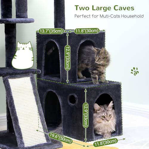 Maine Coon Cat Tower for Indoor Adult Cats (Dark Grey / 50 inch)