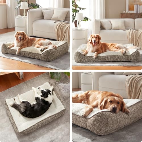 XL Orthopedic Dog Beds Large Size Dog (XL(42"L x 30"W x 8.5"Th) / Beige)
