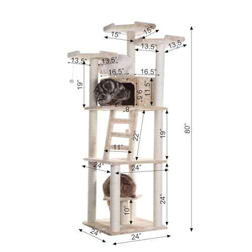 Cat Tree Model A8001 (40"(L)X33"(W)X80"(H) / Beige)
