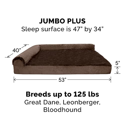Cooling Gel Dog Bed for Large Dogs w (Jumbo Plus / (Plush & Velvet) Sable Brown)