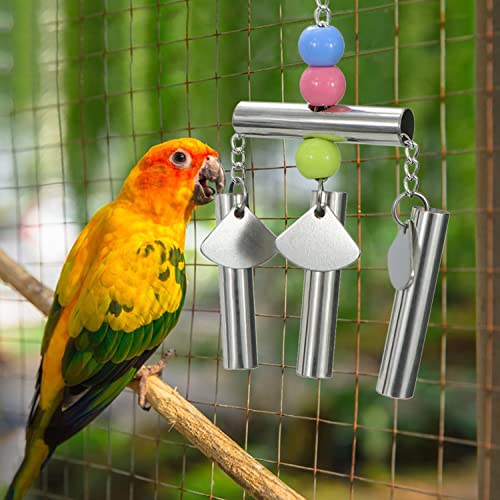 Stainless Steel Bird Bells String Toy Hanging Chew for Parrots (C (Bird Bell Toy))