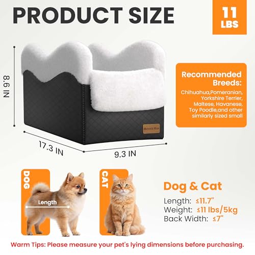 Center Console Dog Car Seat for Small Dogs Under 11lbs (Black/White / Small)