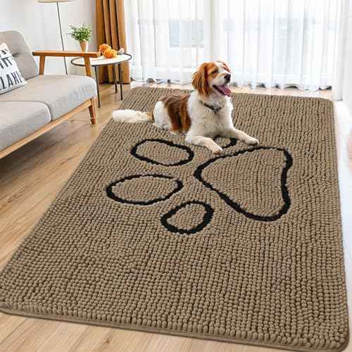 Dog Door Mat for Muddy Paws (70"X35" / Camel and Black)
