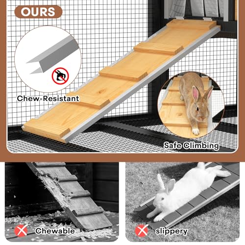 2 Story Bunny Hutch with Wheels and Chew (47.2"L x 21.98"W x 27.2"H)