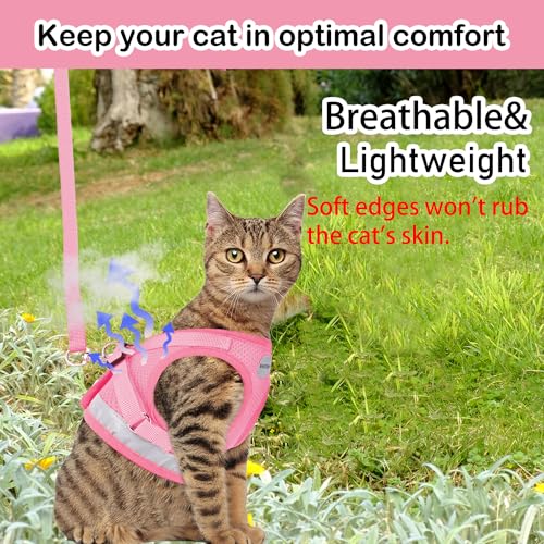 Cat Harnesses and Puppy Harness with Leashes Set (M (Chest: 12" - 14") / Pink)