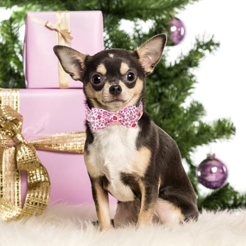 Valentine's Day Dog Collar with Bow Tie XO Red Lips Puppy Collar Best Gift for Small Medium Large Boys Girls (X-Small / red lips-bow)