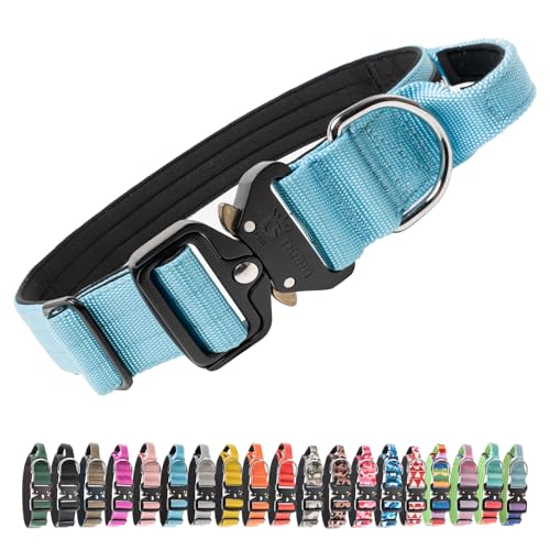 Tactical Dog Collar (Basic Blue - Handle Style / L: Neck 17.5" to 24.5")