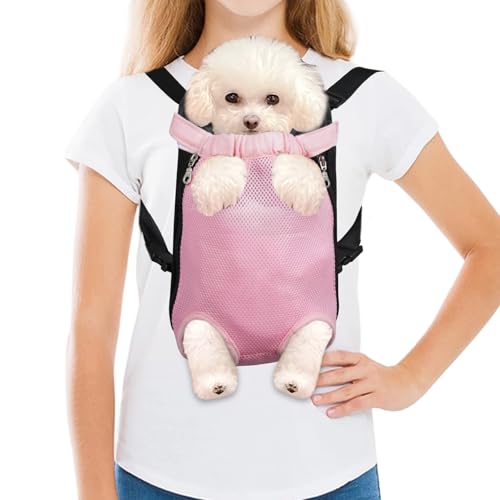 Dog Carrier Backpack Pet Legs Out Front Cat Travel Bag (Small / Pink)