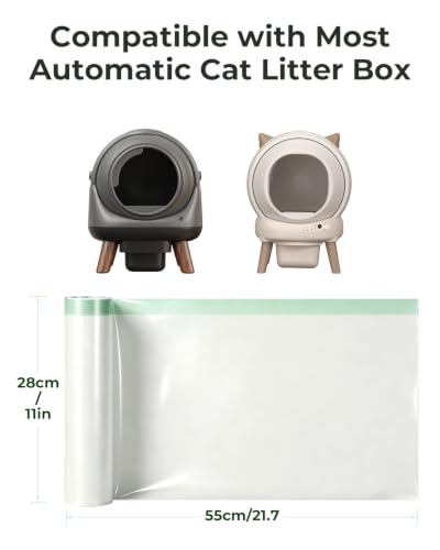 120 Count Drawstring Cat Litter Bags 21.6"×11" (White-Blue)