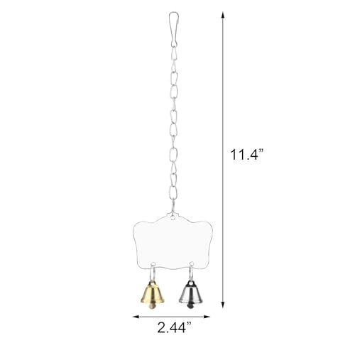 Bird Mirror Toy with Bells Cage Hanging Mirror for Parakeets