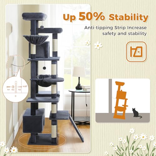 81 Inch Tall Cat Tree for Big Cats & Multi (81" / Dark Gray)