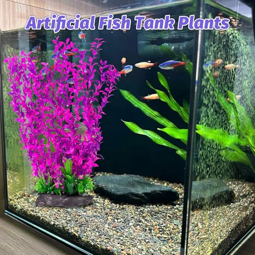 Aquarium Plastic Plants Aquarium Decor Artificial Fish Tank Plants (E / 20.4 in)