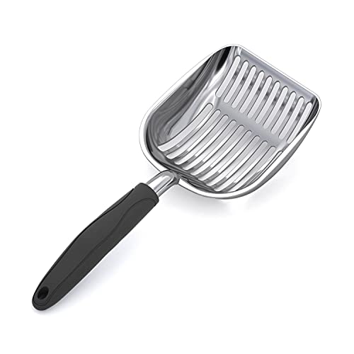 Cat Litter Scoop (Large / POLISHED Aluminum \ #06 Black Handle)