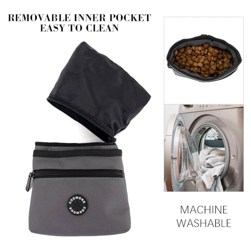 Dog Treat Pouch with Pet Training Clicker (Grey)