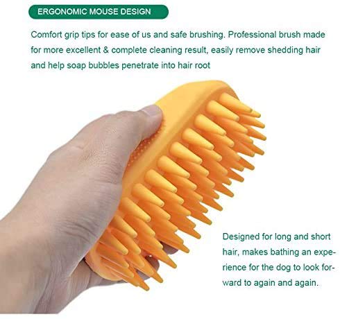 Pet Silicone Shampoo Brush for Long & Short Hair Medium Large Pets Dogs Cats (Green)